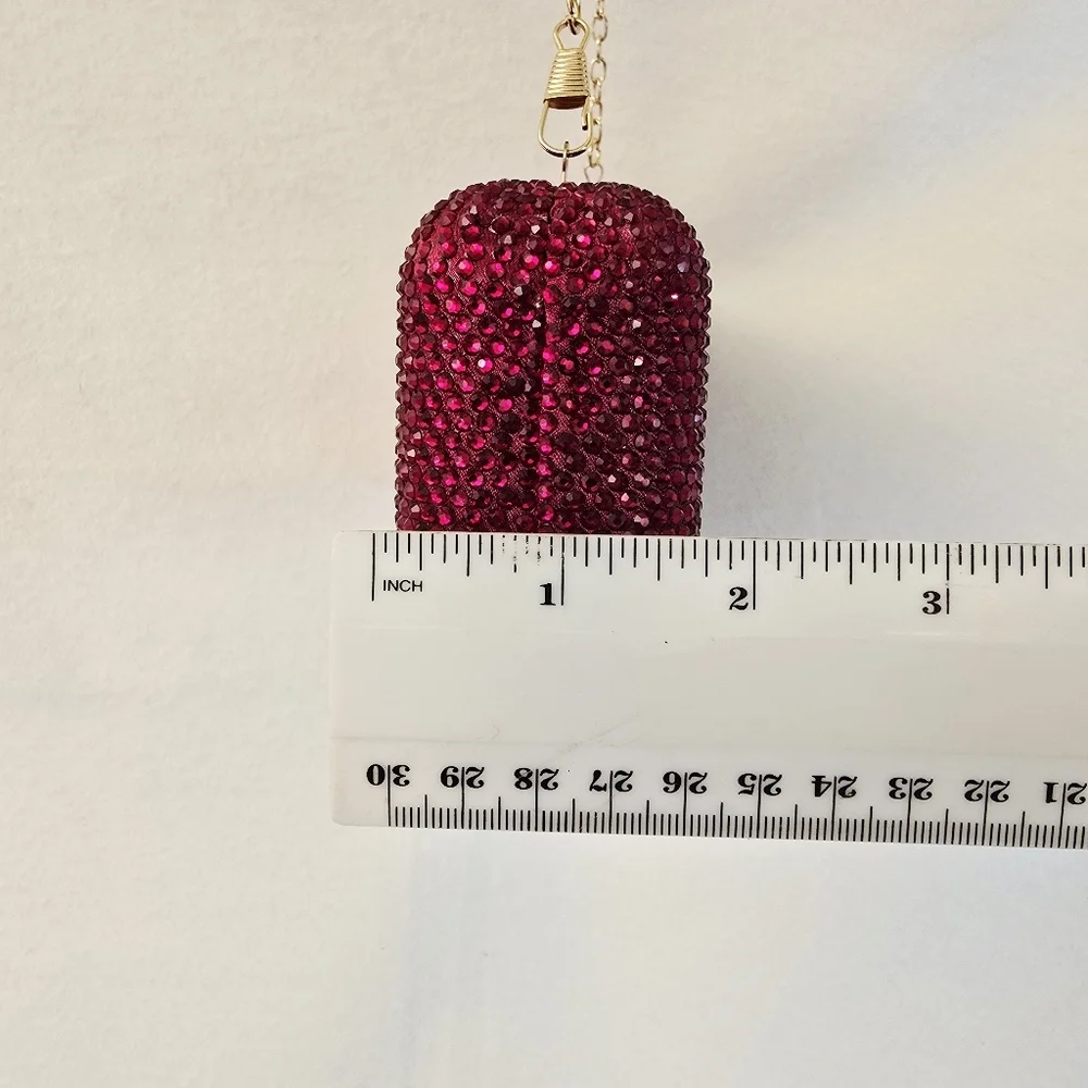 Red Gem Evening Bag 2 Different Length Chains & Extra Gems NWOT Fits Cell Phone - Picture 6 of 16